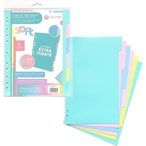 6 SEPARADORES EXTRA FUERTES CARCHIVO colores pastel