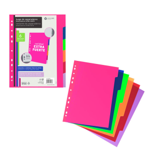 6 SEPARADORES EXTRA FUERTES CARCHIVO colores vivos